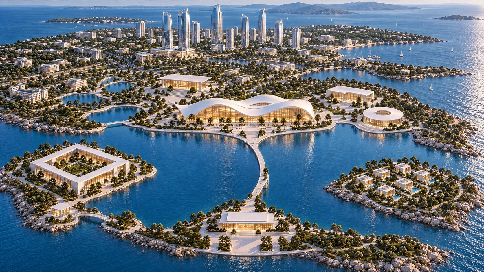 An aerial view of Ethereum, with eight places to explore.